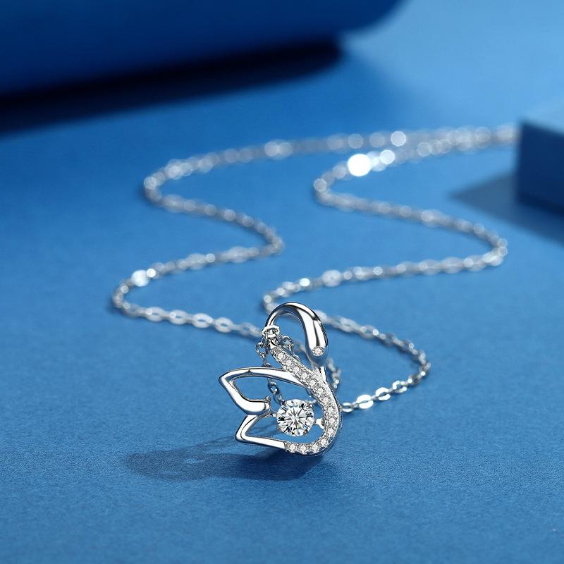 Premium Sense Light Luxury Versatile Smart Swan Necklace Women's S925 Silver Pendant Collarbone Chain Jewelry