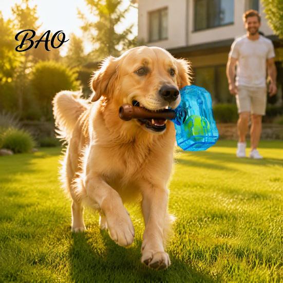 Indestructible Dog Toys 2Pcs Squeaky Hammer with Tennis Ball Inside, Interactive Fetch Toys, Rubber Chew Toy for Medium Large Dogs Indoor Outdoor Play