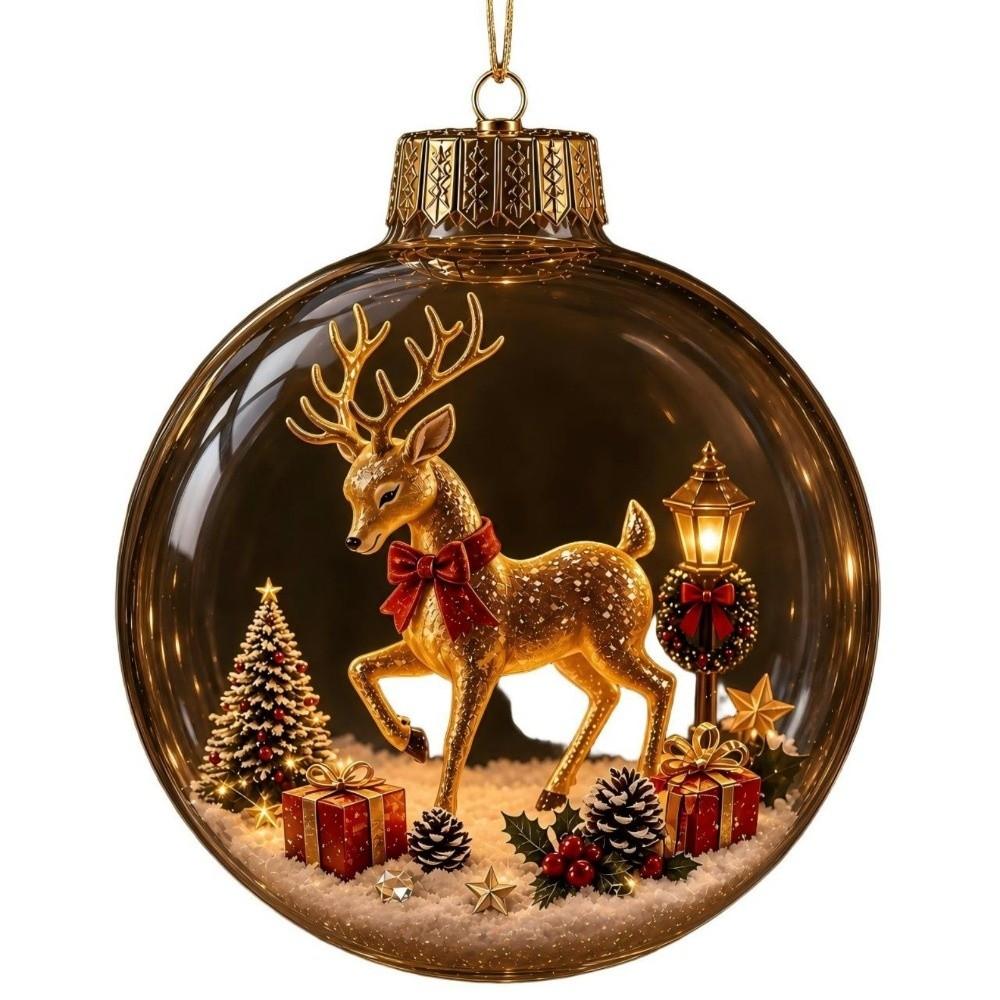 Transparent Christmas Bauble Ornament LED Lighted Hanging Christmas Decoration For Christmas Tree