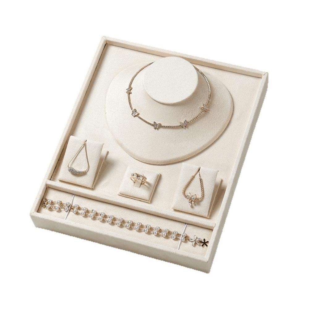 Velvet Jewelry Tray with Partitioned High-end Jewelry Set Display Stand Women
