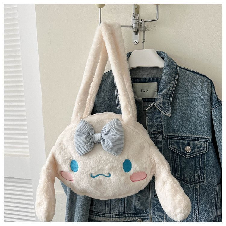 Kuromi Large Tote Bag With Plush Embroidery For Daily Casual Use