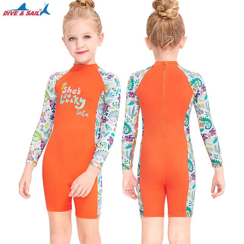 Новый детский купальник с защитой от солнца, слитный купальник, пляжный купальник с длинными рукавами, быстросохнущий, для снорклинга, от медуз, гидрокостюм для дайвинга