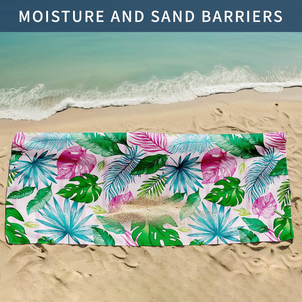 Быстросохнущее двухстороннее бархатное пляжное полотенце с микрофиброй и спортивным принтом для ванной.