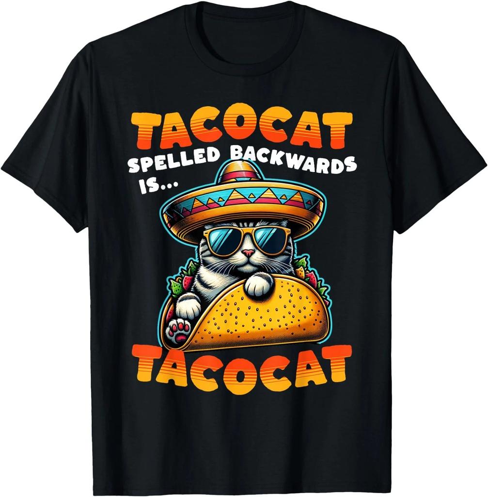 Tacocat Spelled Backwards is Tacocat Funny Mexican Taco Cat T-Shirt