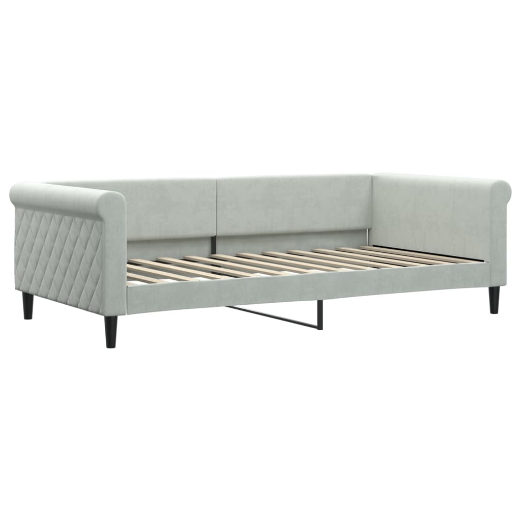 Daybed Extendable Light Grey 100 x 200 cm Velvet