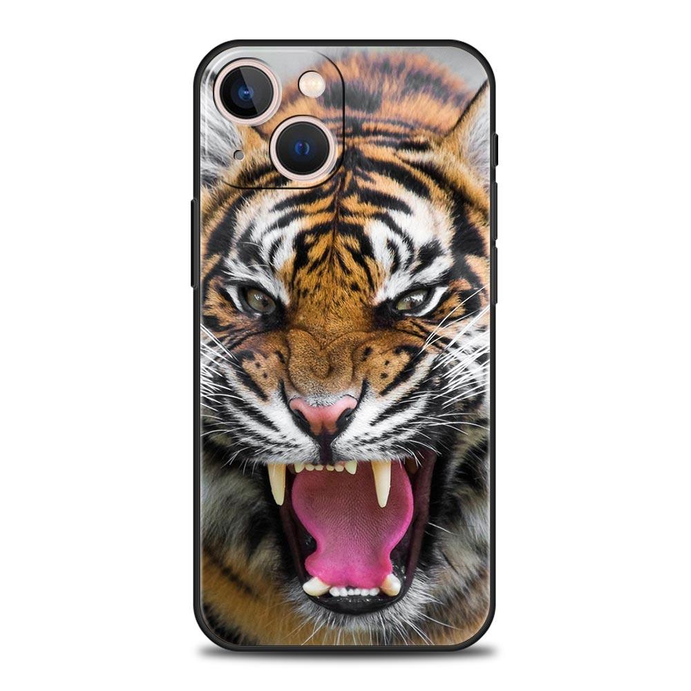 Tiger Leopard Fashion Phone Case For iPhone 17 16 15 Pro Max 11 12 13 14 7 8 Plus SE 2020 X XR XS Cover Soft Black