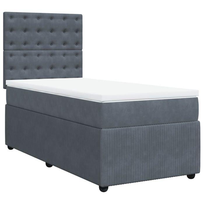 Maison Exclusive - Sommier à lattes de lit et matelas Gris foncé 90x200 cm Velours