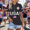 Юбилейная рубашка США для женщин Патриотическая футболка с флагом США Размер Кнопки Воротник Рубашки Топы