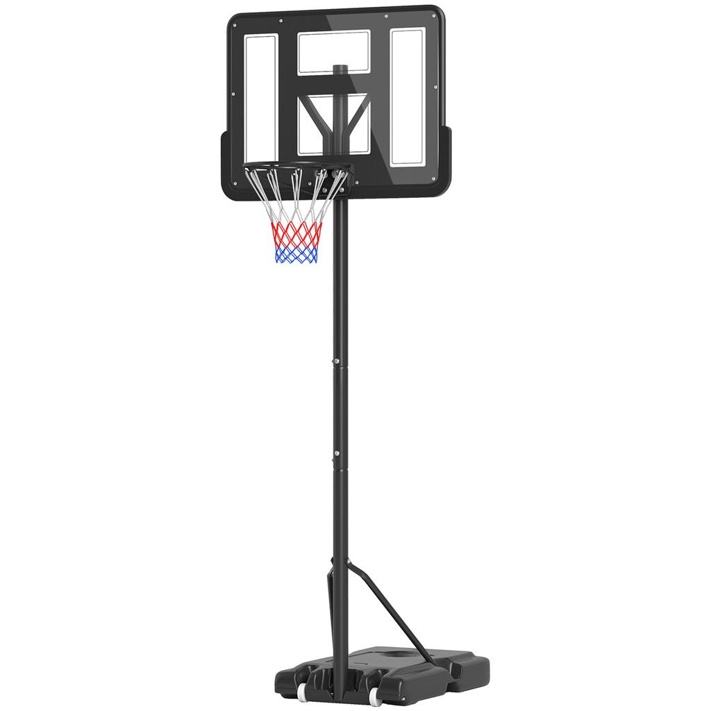 Basketball Hoop With Adjustable Height 220 365 Cm Basketball Rim With Stand Wheels Fillable Base Black