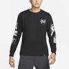Nike Спортивная футболка с круглым вырезом и длинными рукавами с исландским принтом, мужские топы, черные DJ5803-010