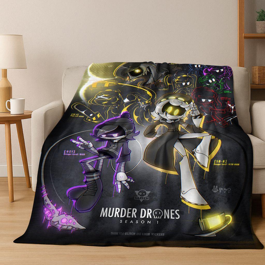 Cartoon Murder Drones Uzi Robot Art Flannel Blanket,Cozy Soft Throw Blanket for Home Bedroom Bed Sofa Picnic Cover Gift Kids