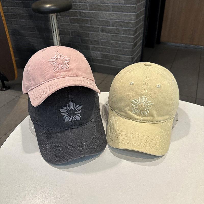Vintage Embroidered Cotton Baseball Cap With Sunshade For Casual Outdoor Wear