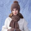 Winter Warm Hat Scarf Gloves Three-piece Set Women's Outdoor Velvet Thick Earmuffs Knitted Wool Cap