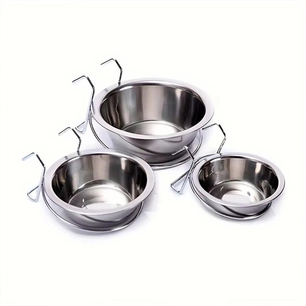 Stainless Steel Hang-on Pet Bowl Big Capacity Hanger Cage Cup Durable Pet Feeding Tool Cat