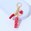 Red A-Z Alphabet Initial Letter Keychain Cute Heart Tassel Resin Charms Keyrings Handbag Charms Car Pendant Trinkets Women Gifts