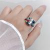 925 Sterling Silver Lucky Cat Ring Women's Retro Atmosphere Old Craftsmanship Simple Enamel Color Ring Index Finger with Jewelry