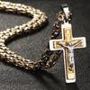 Diyalo Heavy Crucifix Cross Pendant Necklace Men Stainless Steel Male Necklaces Byzantine Chain Men Necklaces Jewelry Gifts