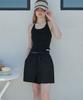 OPENING SUNSHINE Floral Embossed Lace Detail Elastic Waist Shorts Black