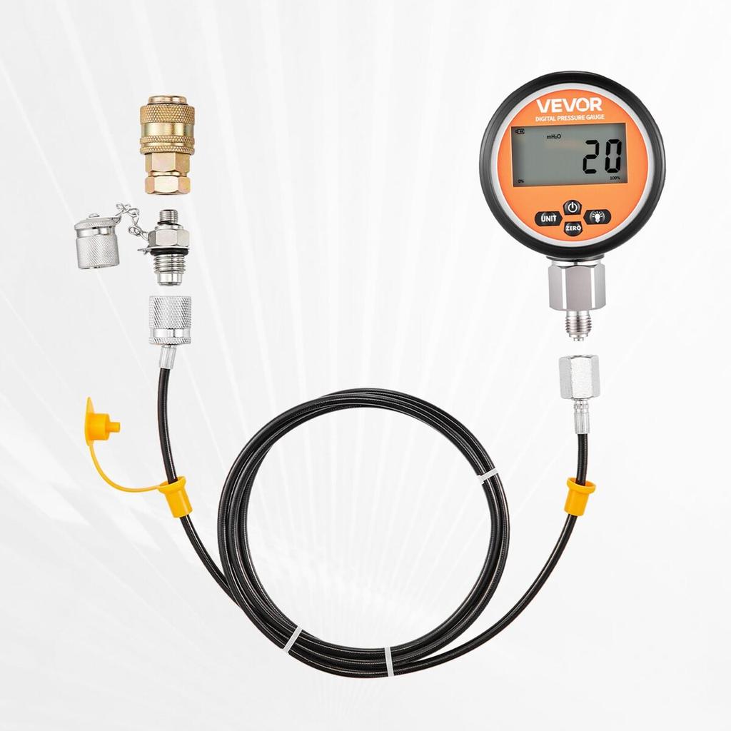 Digital Hydraulic Pressure Test Coupling Kit, 700 Bar Pressure Gauge Manometer Tester with 1 Gauge, 1 Test Coupling, 1 Quick-Release Coupler, and 1