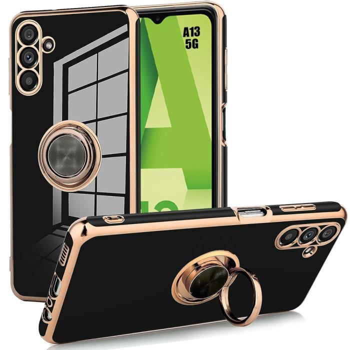 Protective Case - BOOLING - for Samsung Galaxy A04s / A13 5G - Shockproof Silicone - Black - 360° Support Ring