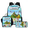 Kids School Backpack Set With Lunch Bag Pencil Case - Animal Detective Theme Oxford Fabric Ergonomic Design Elementary