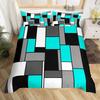 Комплект пододеяльника Homewish Cyan Square Geometry, Винтажный абстрактный комплект постельного белья, Шикарный прямоугольный комплект для кровати
