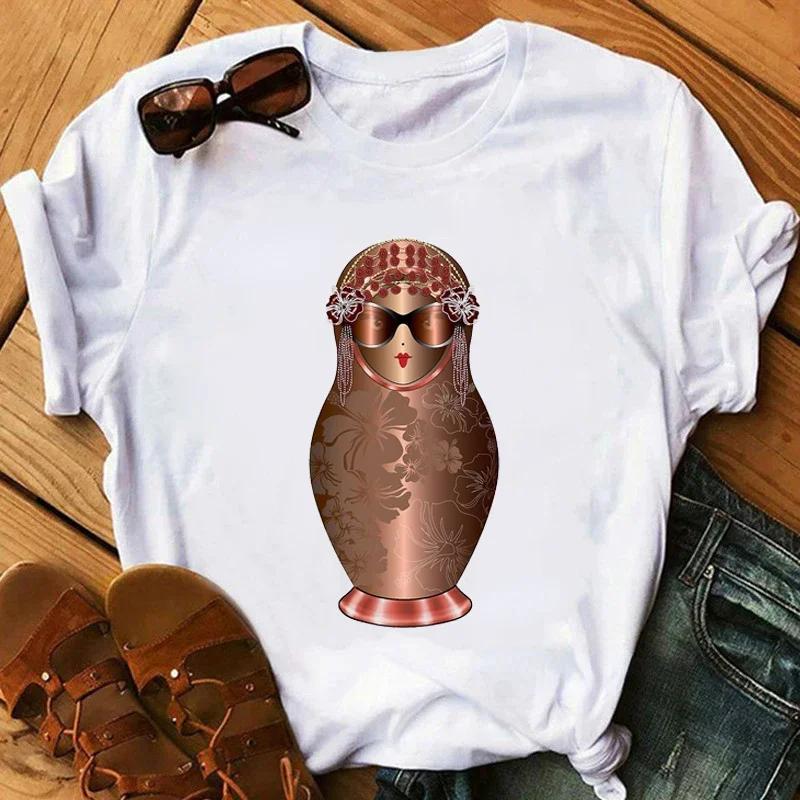 Matryoshka Doll T Shirt  2023 Funny Summer Fashion Tshirt  Russian Doll T-Shirt Women White Casual T Shirt Female Harajuku Shirt