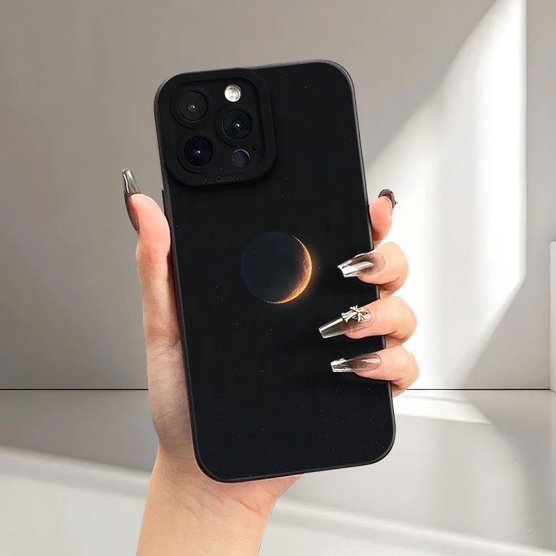 Креативный чехол для телефона с узором луны для iPhone 17 16 15 14 13 12 11 Pro/Max/Plus, противоударный и защищающий от падений, задняя крышка