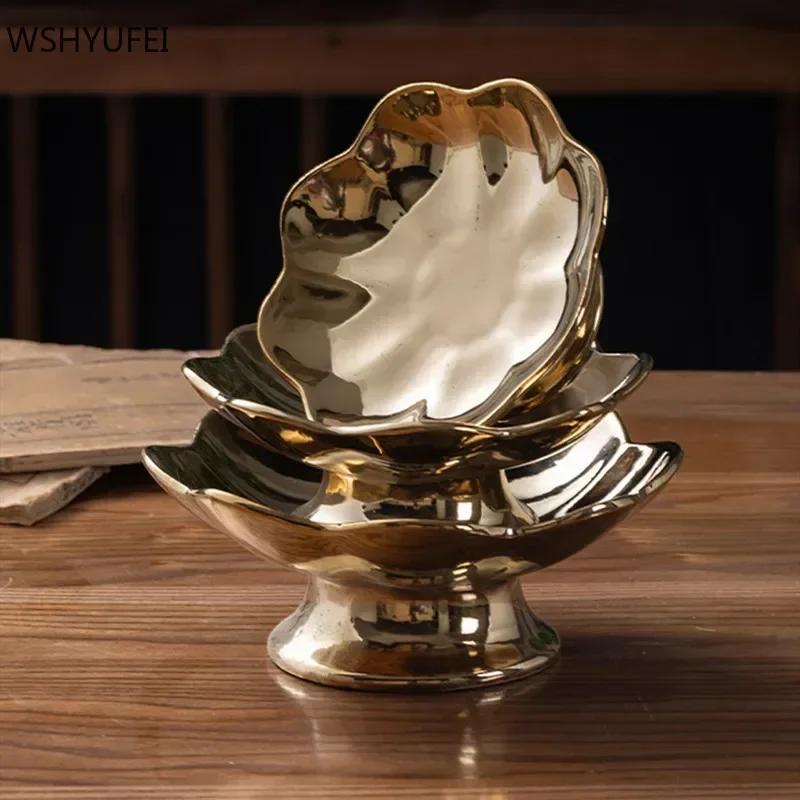 1 шт. Китайские буддийские тарелки Керамика Гуаньинь Бог богатства Подношение Фрукты Тарелка Высокая Нога Подношение Буддийские принадлежности