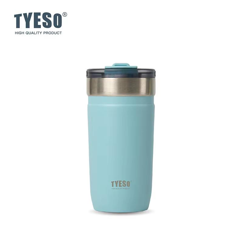 Tyeso 550ML 304 Stainless Steel Insulated Mug Matte Minimalist Tumbler with Straw Leakproof Coffee Cup for Ice Drink Hot Beverage Vacuum