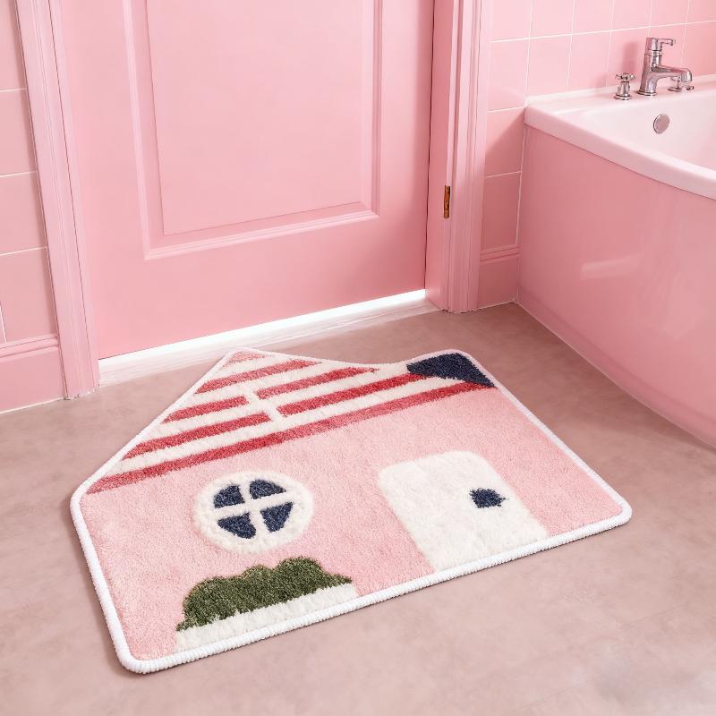 Christmas Bedroom Decor Plush Carpet House Shape Carpets for Living Room Thick Anti-slip Bedside Floor Mat Home Fluffy Soft Rug