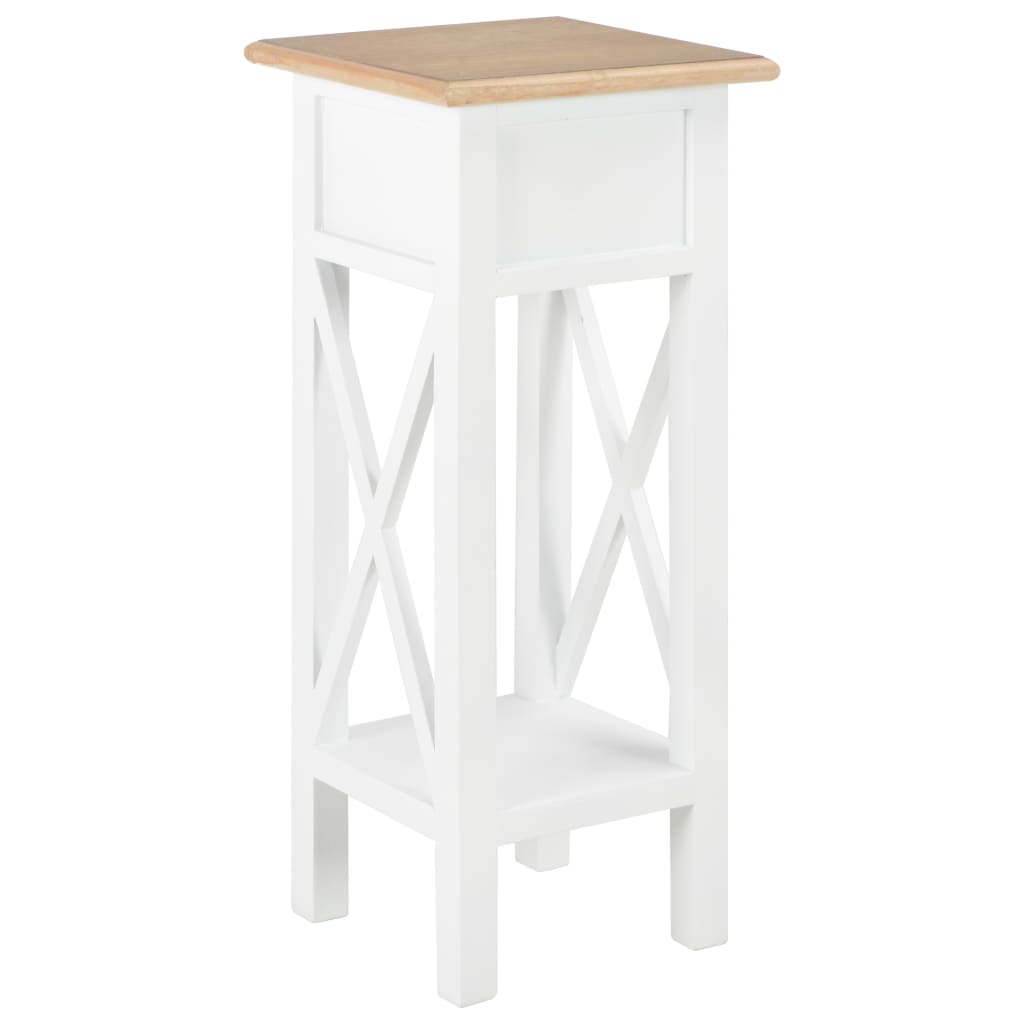 Side Table White 27 x 27 x 65.5 cm Wood