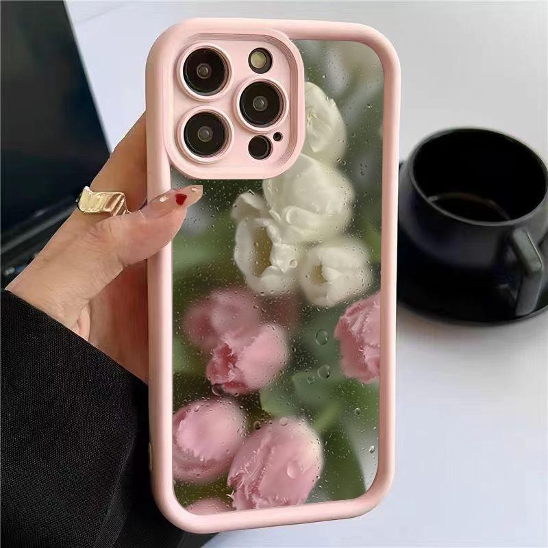 Для iPhone 17 16 15 Pro Max 14 13 12 11 17 Air Case Эстетичный Чехол с Розовым Цветочным Рисунком Для iPhone 16E 7 8 Plus SE2 Ударопрочный Мягкий Чехол