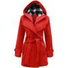 Winter Coat Ladies Girls Hooded Comfortable Warm Jacket Womens Belted Elegant Plus Size Long Sleeve