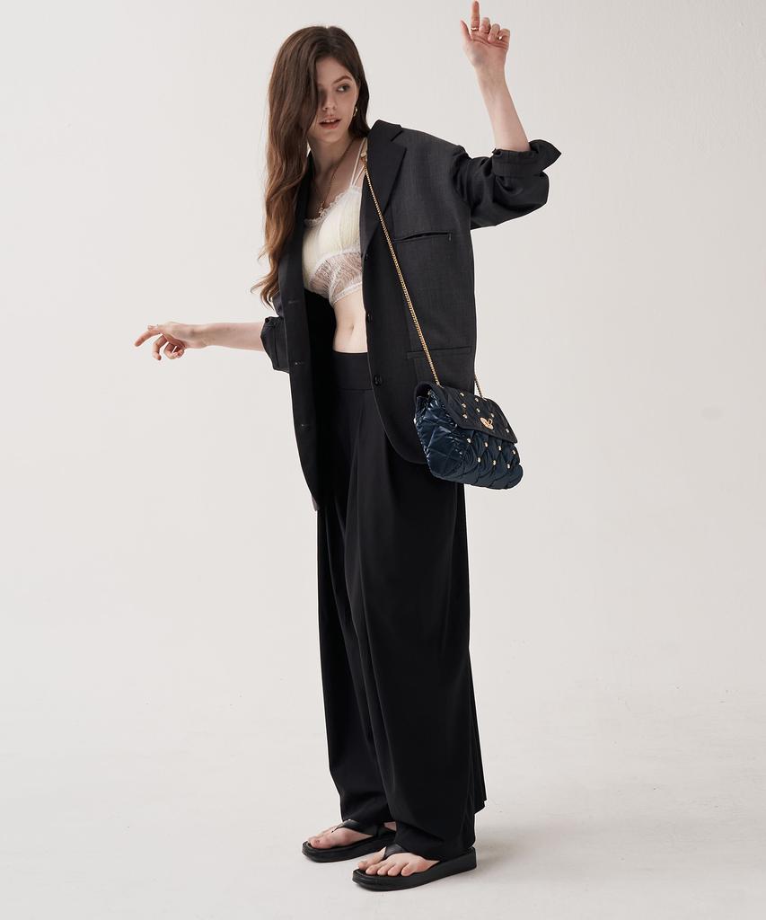 Jina In Ny Ladylike Chain Shoulder Bag [Navy Quilting]