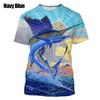 Men's Outdoor Fishing T-shirt, Fish Pattern T-shirt, Breathable Casual Short Sleeved T-shirt, Summer, 2025
