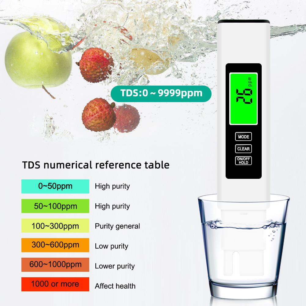 4 in 1 Digital Water Tester TDS Meter 0-9990 PPM TDS EC & Temperature(°C °F) Meter Accurate for Pools Drinking Water Aquariums