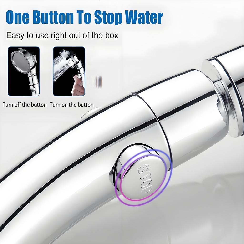 Ручная душевая лейка высокого давления, 3 режима распыления с функцией экономии воды и кнопкой паузы - Съемная душевая лейка для сильного распыления