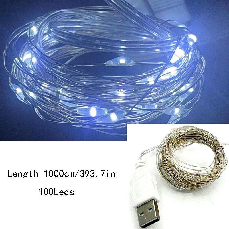 3/5/10 м фестивальные светильники, рождественские светодиодные струны, USB, медная проволока, гирлянды, украшения