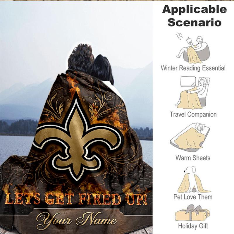 Custom Name Blanket Golden Saints Logo Blanket Bedding Blanket for Travel, Camping, Living Rooms, Offices, Sofas, Fan Christmas gift