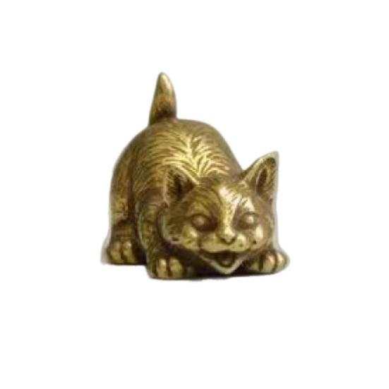 Латунная статуэтка кошки, маленькая статуэтка кошки, держатель для благовоний, настольный ретро-мини-кошачий орнамент для домашнего офиса, чайного столика, автомобиля