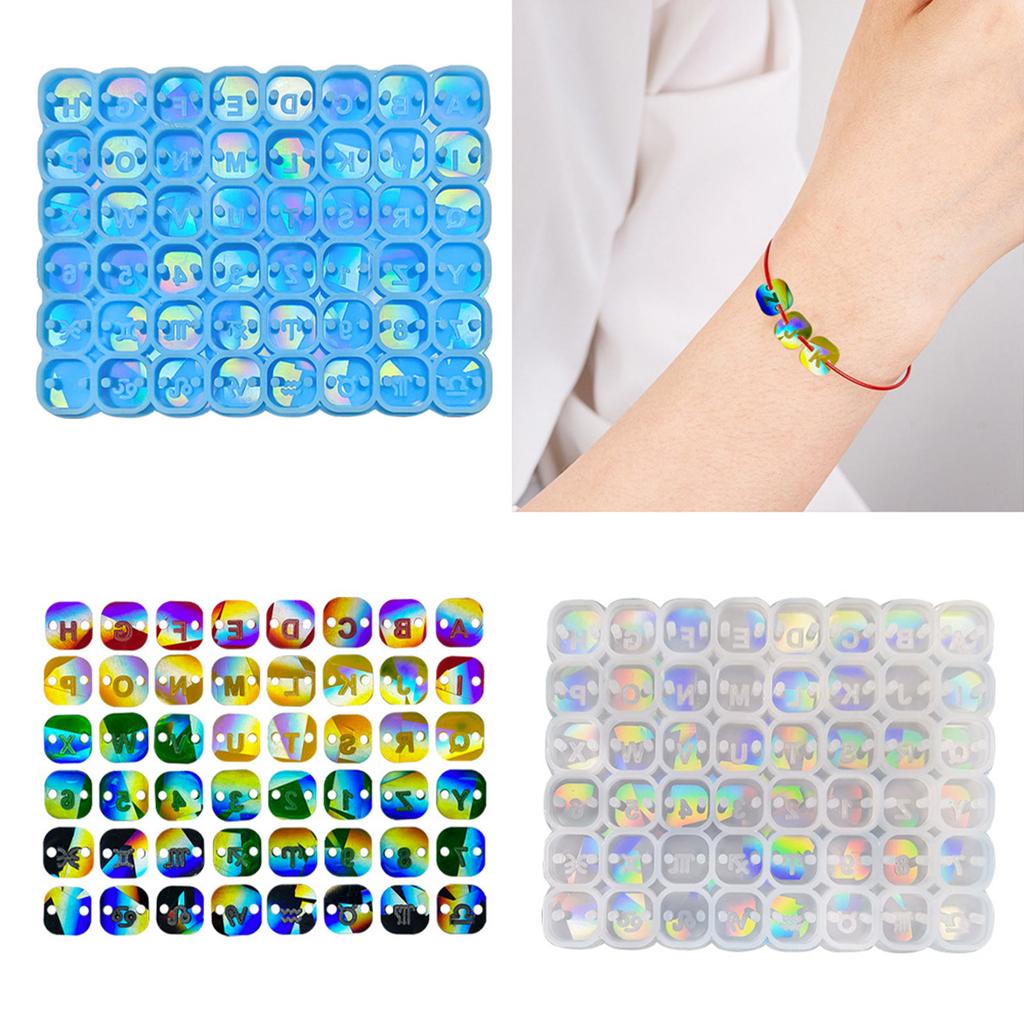 Single-Hole Mini Letter Mold for Craft Holographic Letter Number Square Bead Silicone Mold for DIY Craft Jewelry Making