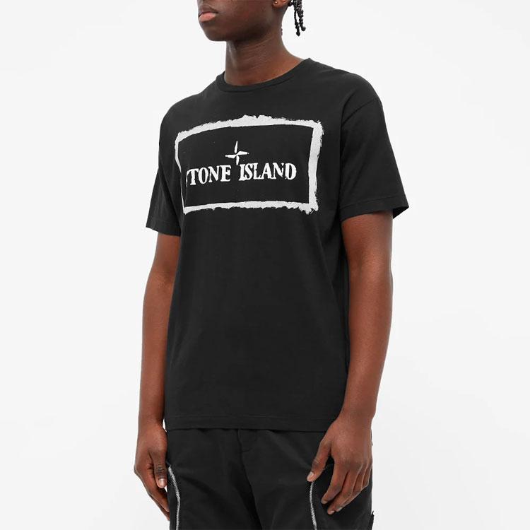 STONE ISLAND Трафарет Одна Футболка Черная Мужские Топы 74152NS80-V0029