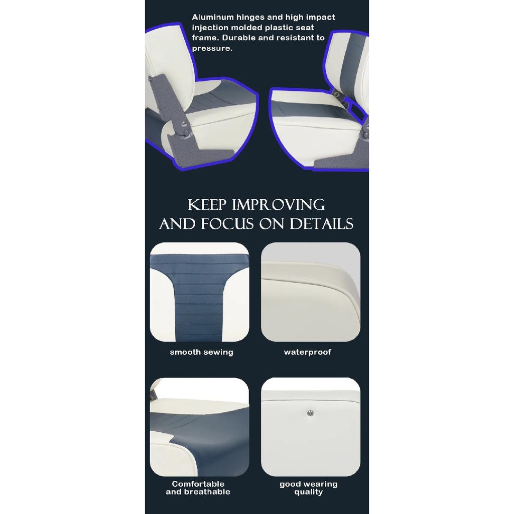 Boat Seats with Pedestal Folding Boat Chair Marine Seats Waterproof and Ultraviolet-proof for Speedboats Marine
