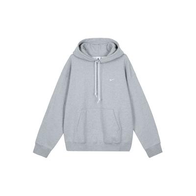 Nike Сплошной цвет с вышитым логотипом, пуловер с капюшоном, мужские топы с длинным рукавом, серый DX1356-063