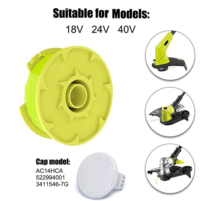 8X AC80RL3 Сменная катушка с леской для беспроводных триммеров Ryobi One Plus+ 18 В, 24 В и 40 В, Леска для триммера, Автоматическая подача