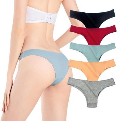 BEKYNI Однотонный базовый набор из 5 женских трусиков Т-образной формы, Хлопок, Цветной, Простой, Эластичный, Нескользящий, Сексуальный, Быстросохнущий, Гладкий, Кожа, (XL)