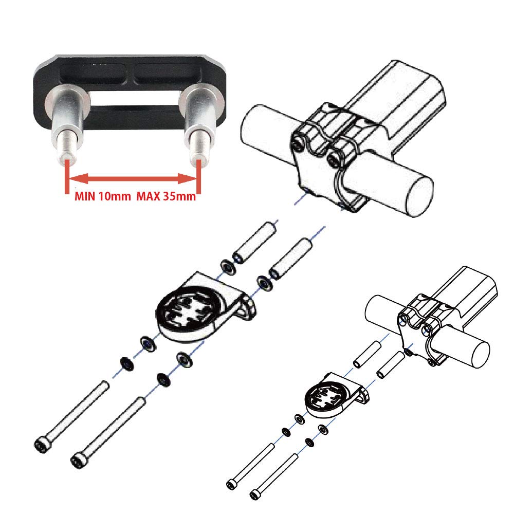 REC Mount: CatEye GPS Combo Mount, Bolt Clamp Type, Compatible with AVVENTURA CC-GPS200 [CAT3-BOLT7+GP]