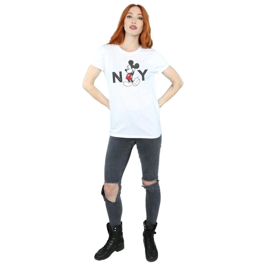 Disney Womens/Ladies Mickey Mouse NY Cotton Boyfriend T-Shirt