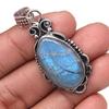 Pendant Shiney Labradorite Gemstone Valentine'Day Gifted Silver Jewelry 2"